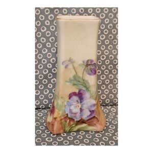 Vintage Pirkenhammer Painted Pansy Hat Pin Vase